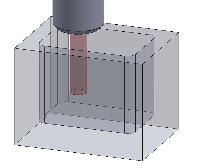 Colored illustration of a part with recommended pocket depth manufactured by CNC milling