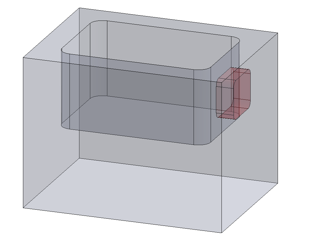 Colored illustration of a part with no access for machining