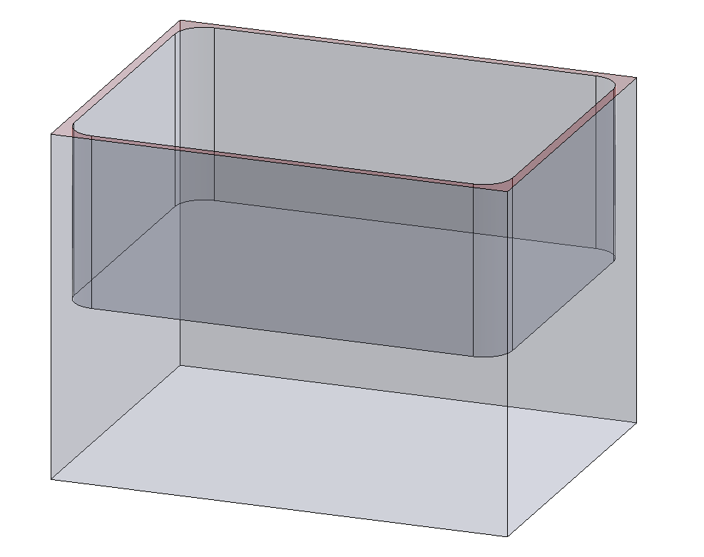 Colored illustration of a part with thin vertical walls in a pocket manufactured by CNC milling
