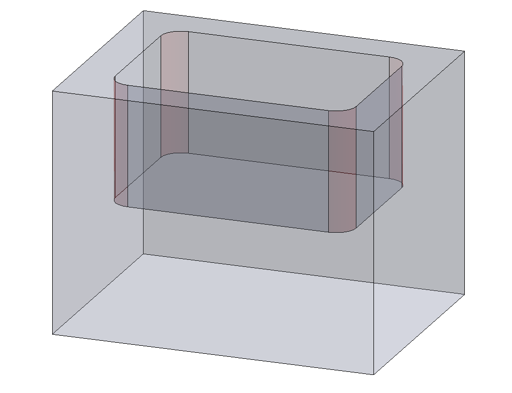 Colored illustration of a part with recommended corner radius manufactured by CNC milling